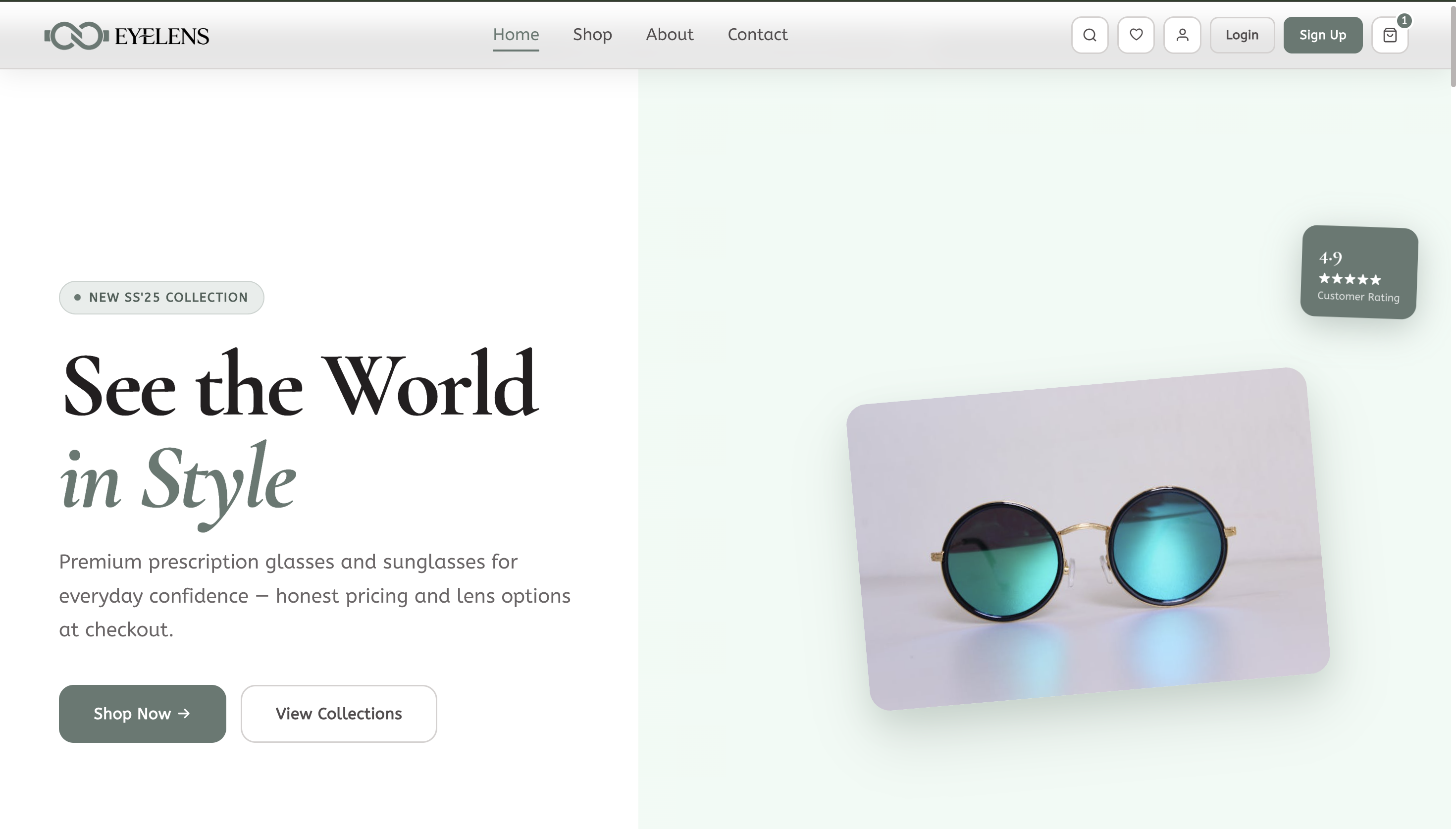 Eyelens e-commerce website preview