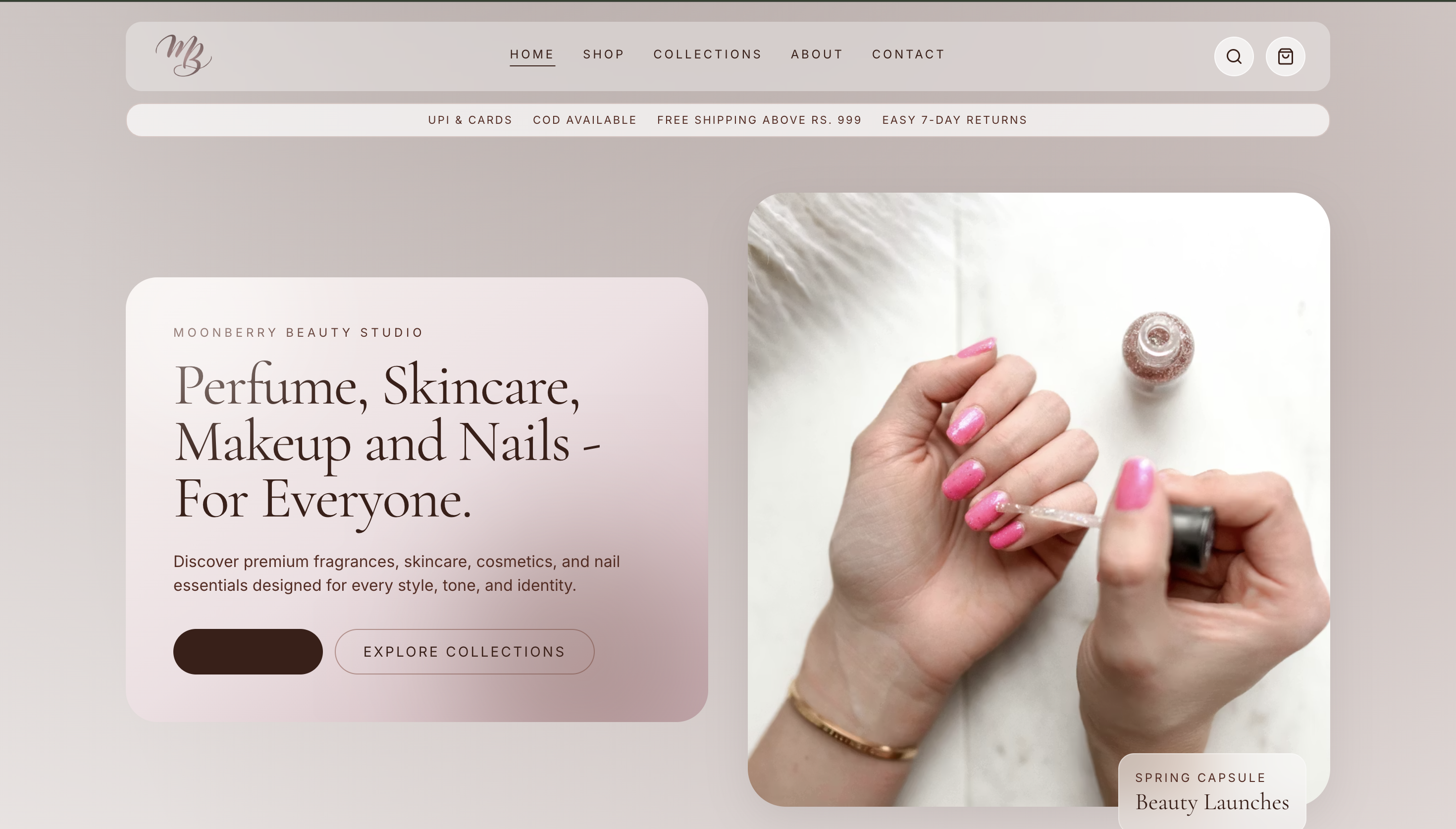 MoonBerry Beauty Studio e-commerce preview