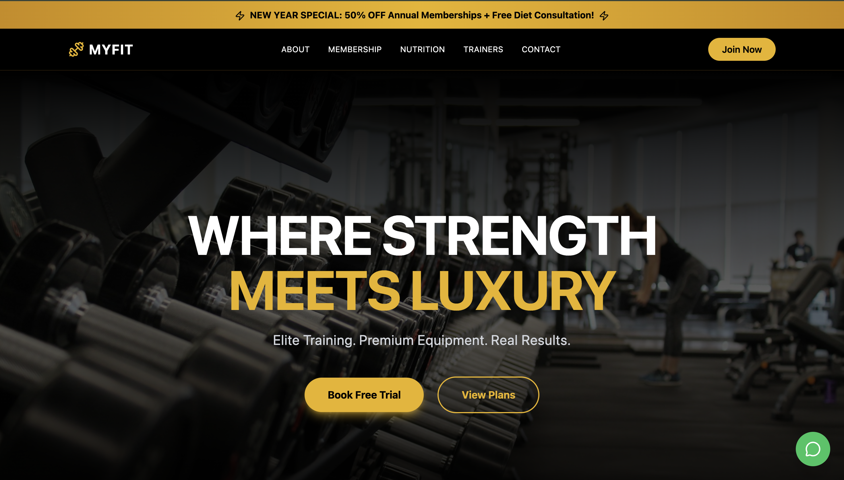MyFit fitness brand website preview