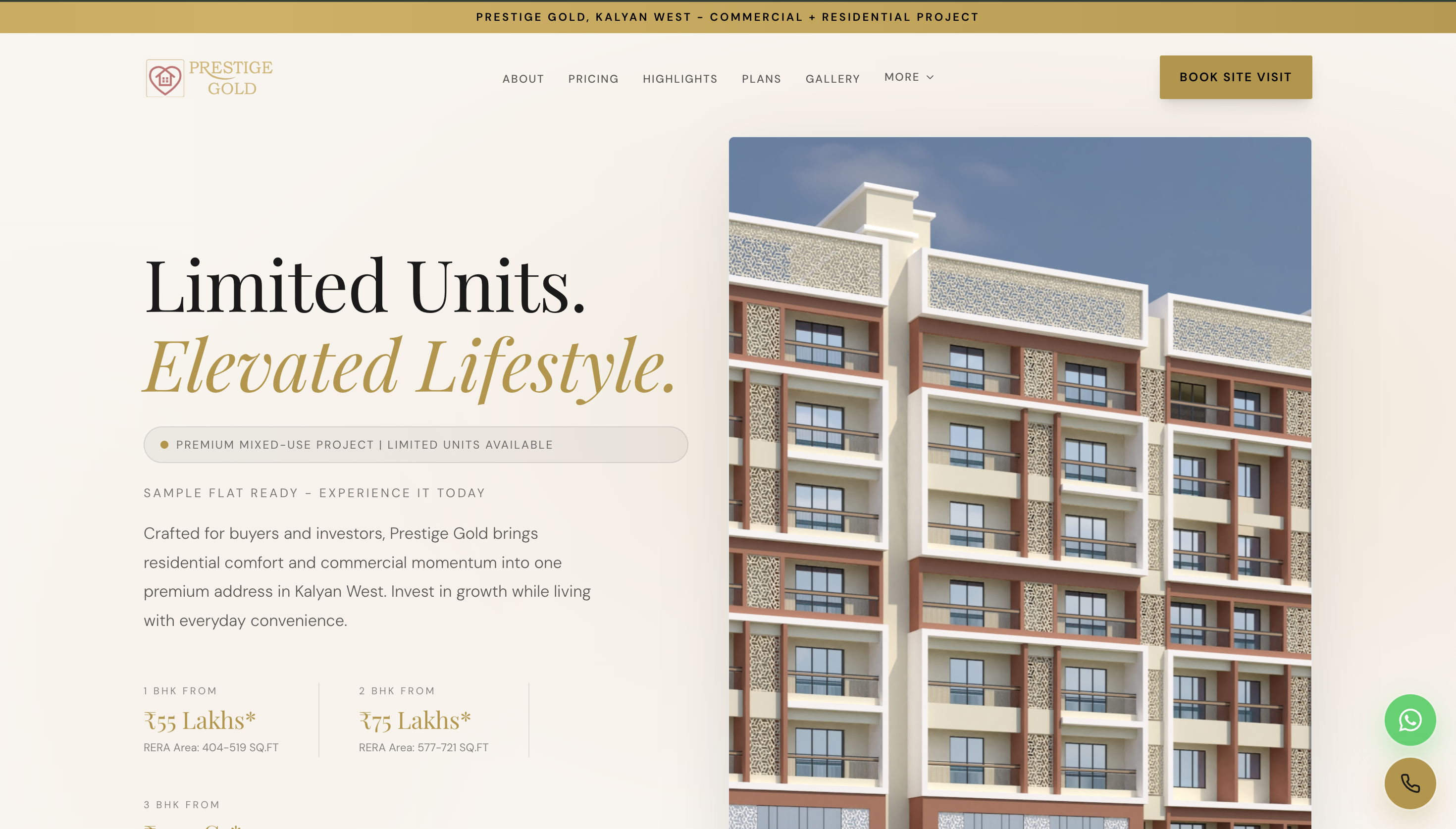 Shree Prestige Gold real estate landing page preview